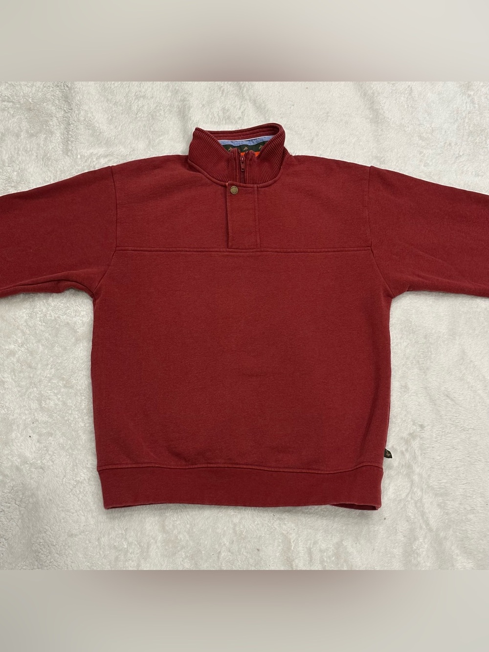 Orvis Signature Sweatshirt Mens Small Red Fly Fishing 1/4 Zip Snap Pullover